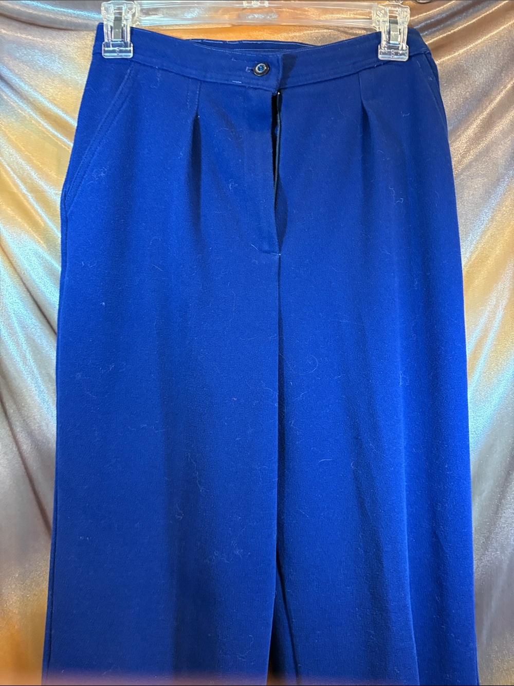Vintage 80’s Classic Royal Blue Women's wide leg‎ wool type fabric. 222